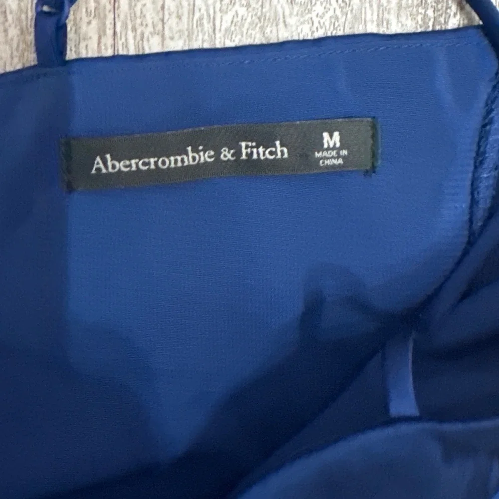Abercrombie & Fitch Camille Satin Midi Dress Navy Blue High Slit Size Medium
